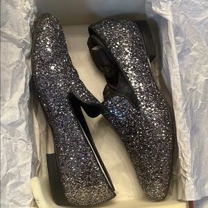 Donald J. Pliner Silver Glitter Flats & Loafers
